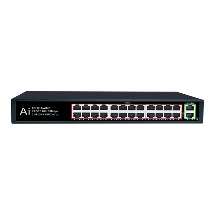 26-портовый РOЕ коммутатор (24 портов POE + 2 порта UpLink + 1 порт SFP) POE-2412